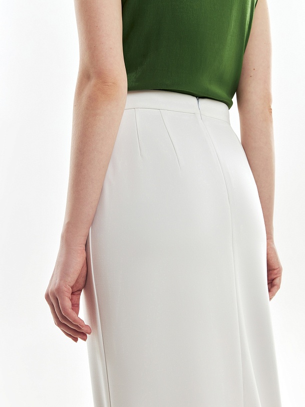 Юбка миди  из костюмной ткани с имитацией запаха