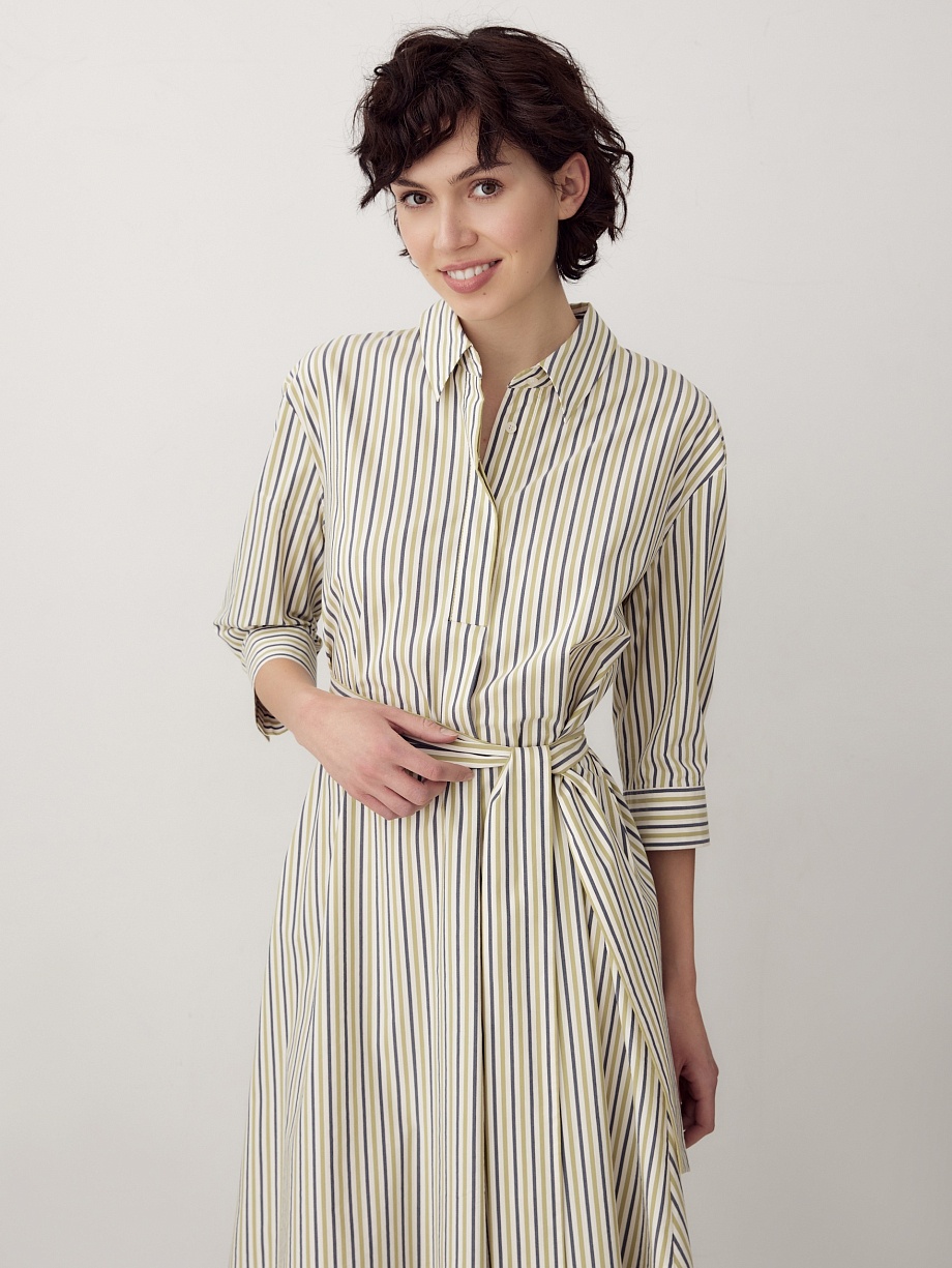 Платье-рубашка в разноцветную полоску