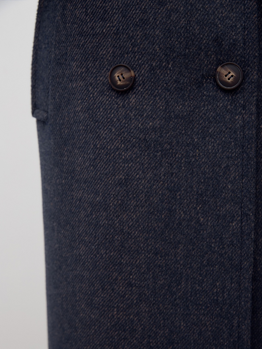 Двубортное шерстяное пальто с мембраной