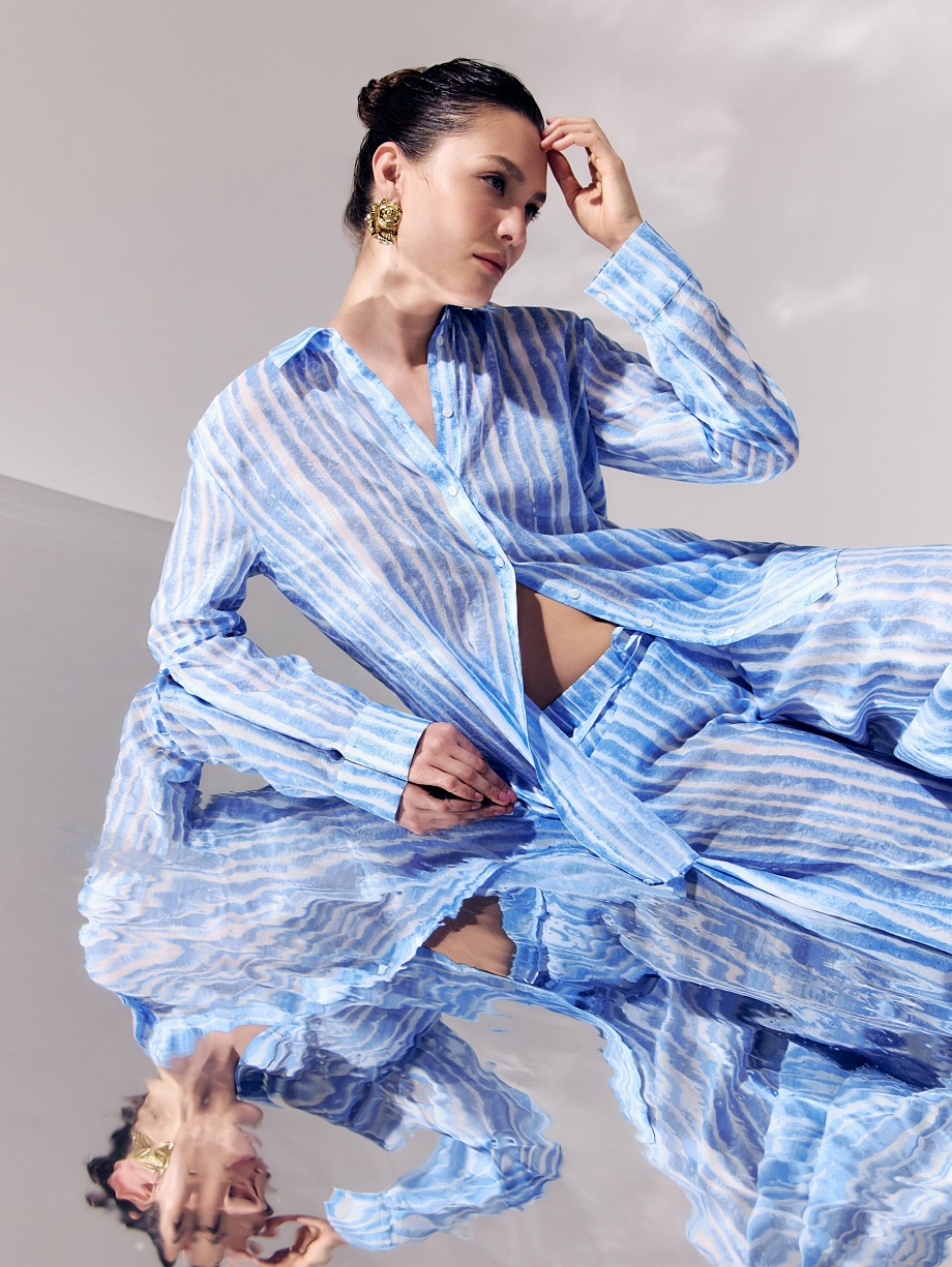 Рубашка свободная в полоску