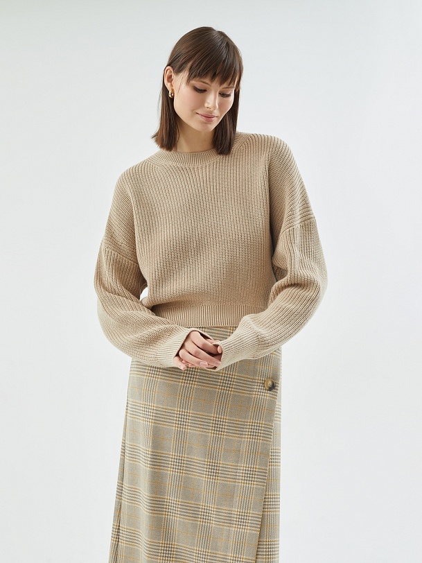 Вязаный джемпер из хлопкого трикотажа