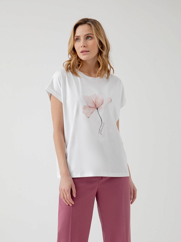 Футболка с принтом из 100% мерсеризированного хлопка