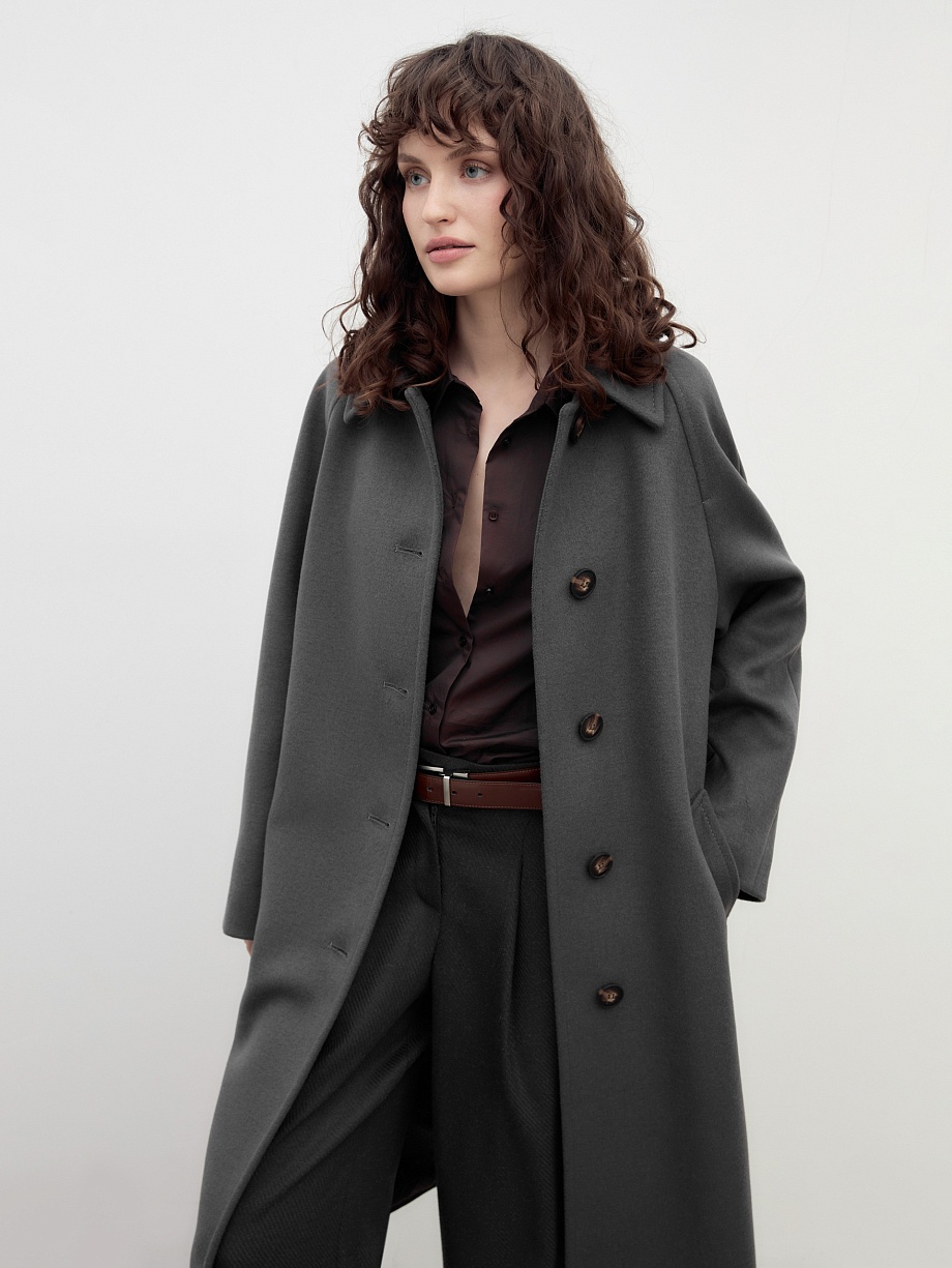 Шерстяное демисезонное пальто с мембраной