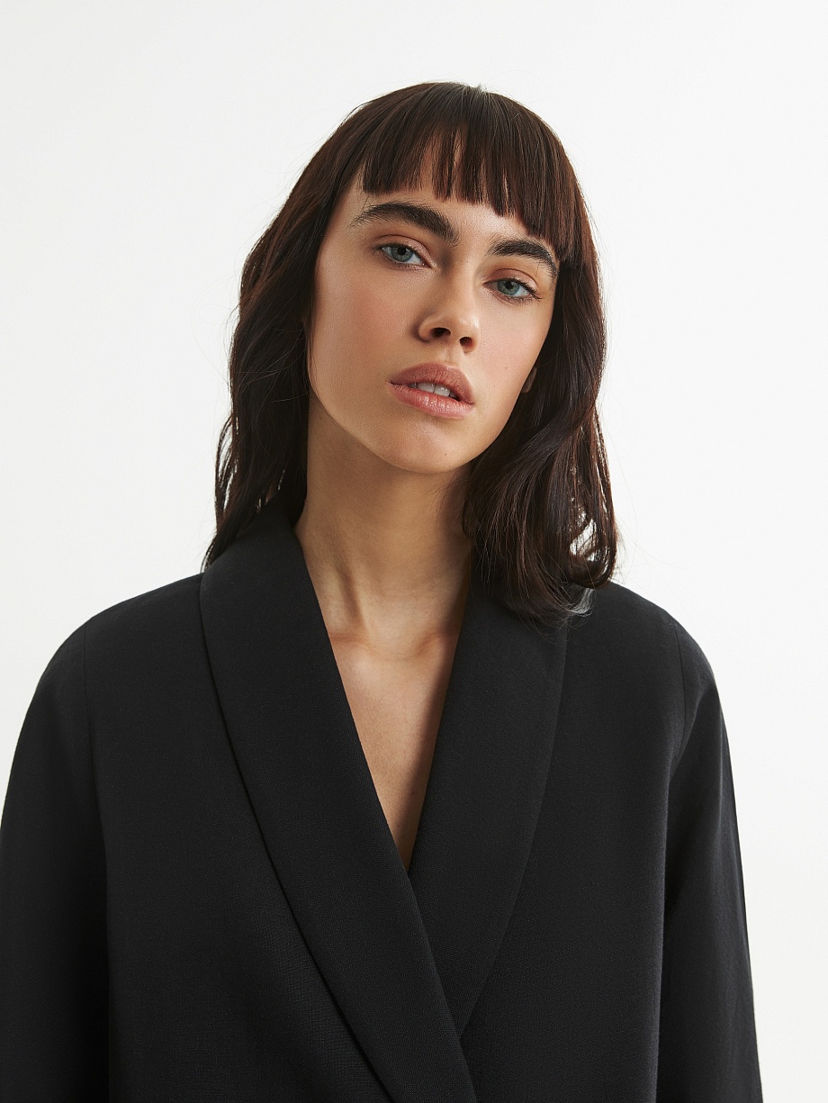 Жакет из хлопка и льна с укороченным рукавом