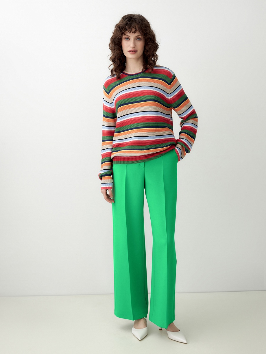 Прямые брюки со стрелками из вискозной костюмной ткани