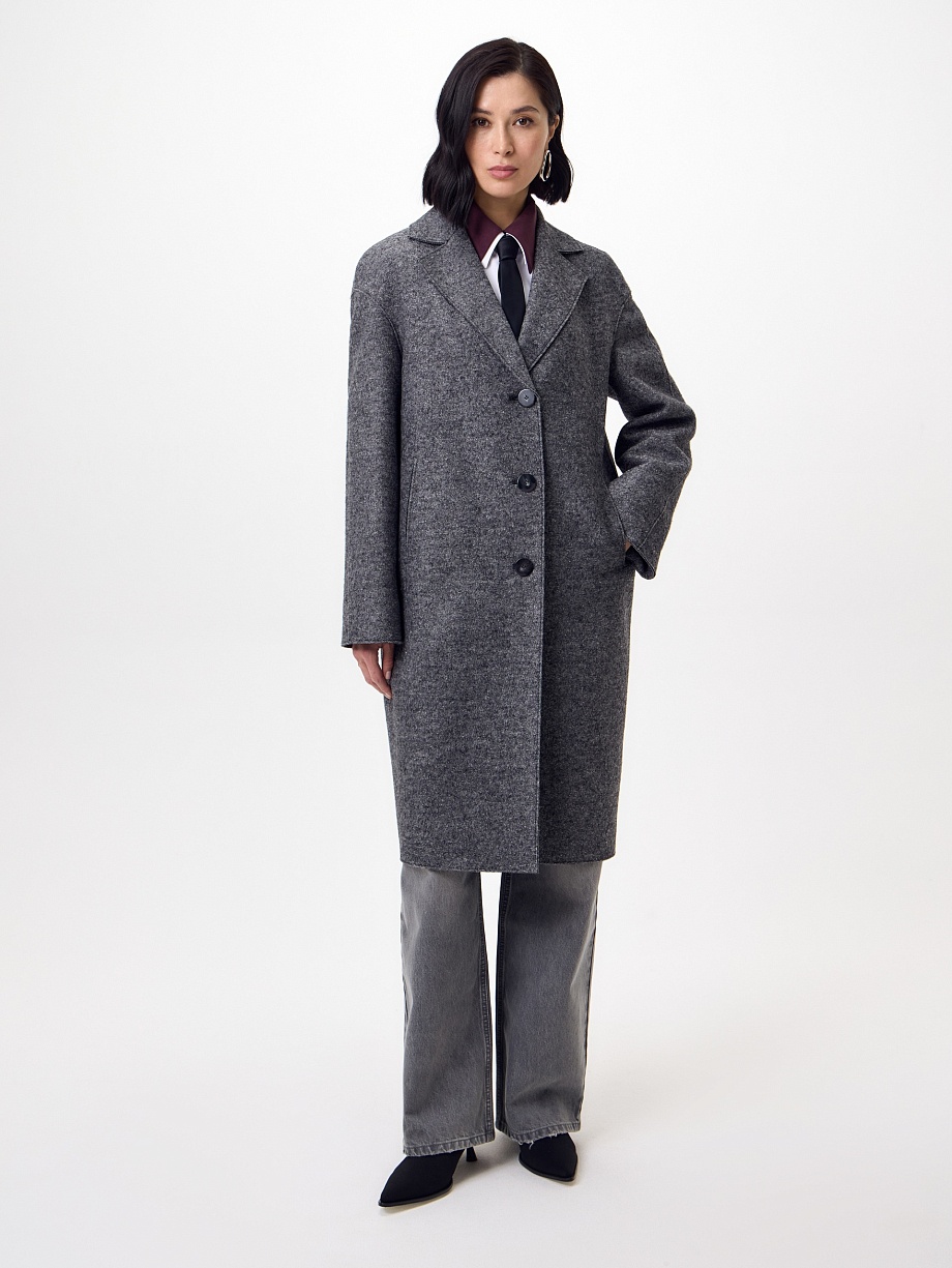 Пальто-кокон из варёной шерсти с мембраной