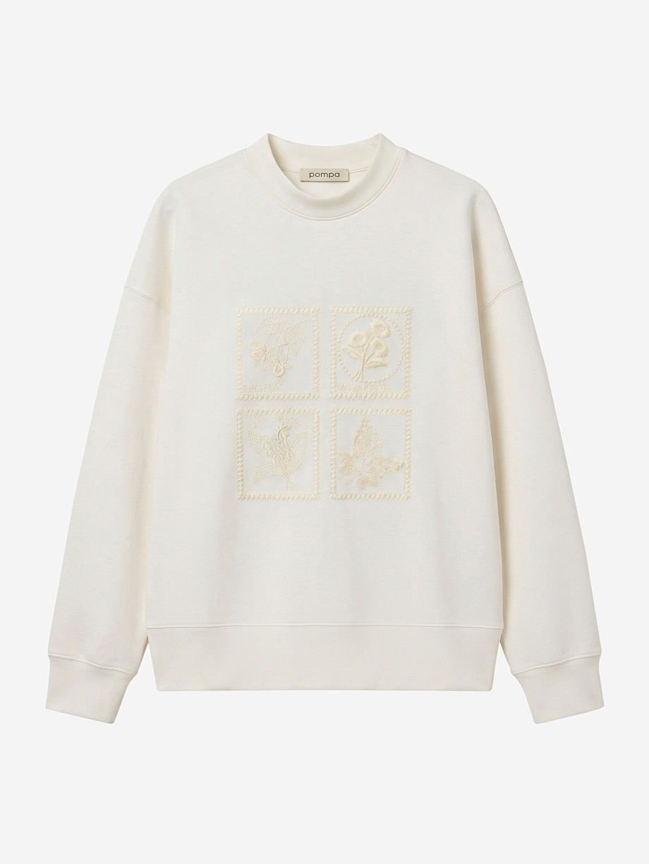 Хлопковый свитшот с декоративной вышивкой