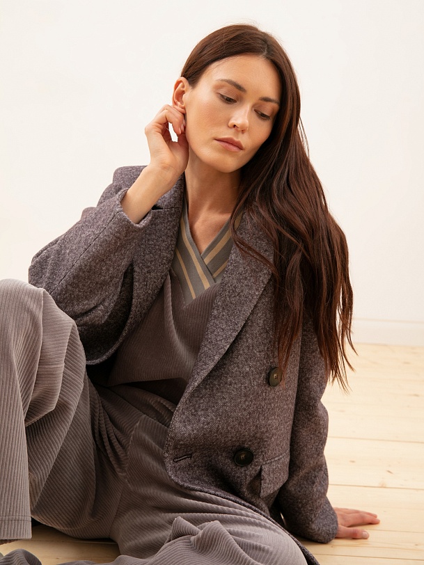 Твидовое пальто с мембраной