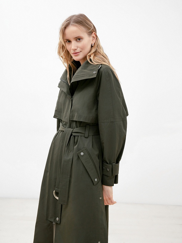 Тренч с воротником-стойкой