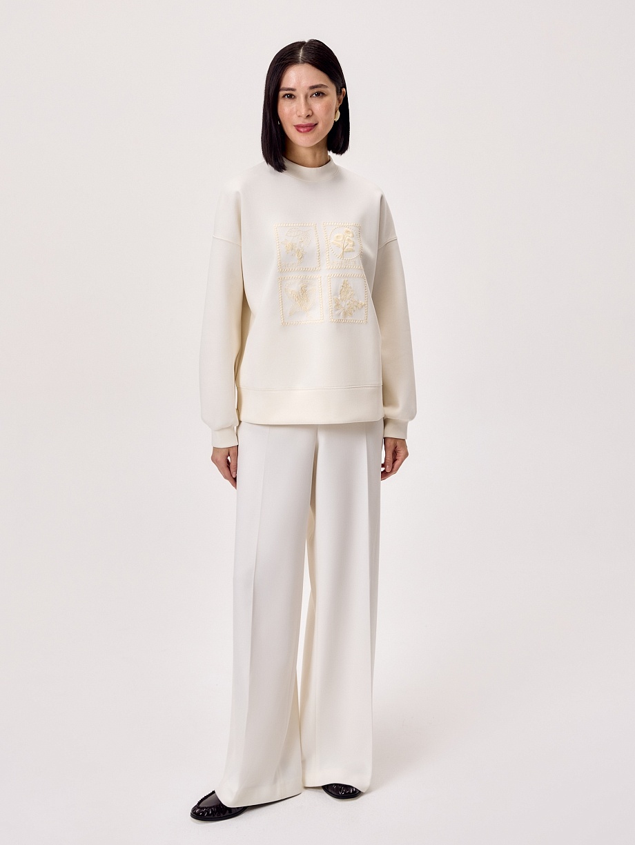 Хлопковый свитшот с декоративной вышивкой