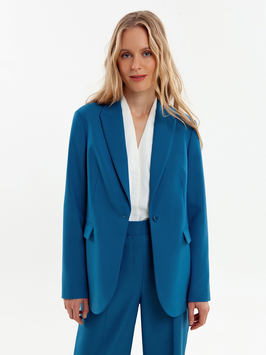 Удлиненный жакет из костюмной вискозной ткани 