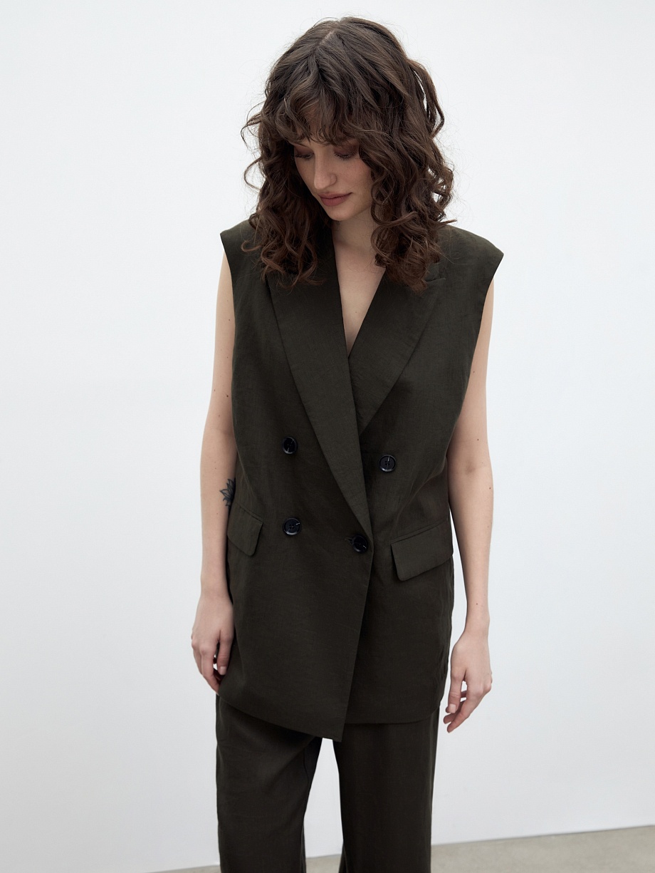 Удлинённый жилет из 100% льна