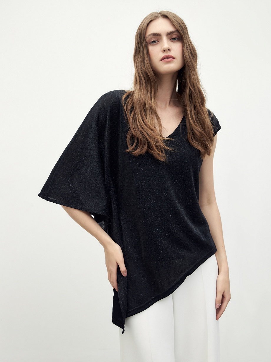 Асимметричная блуза из трикотажа с люрексом