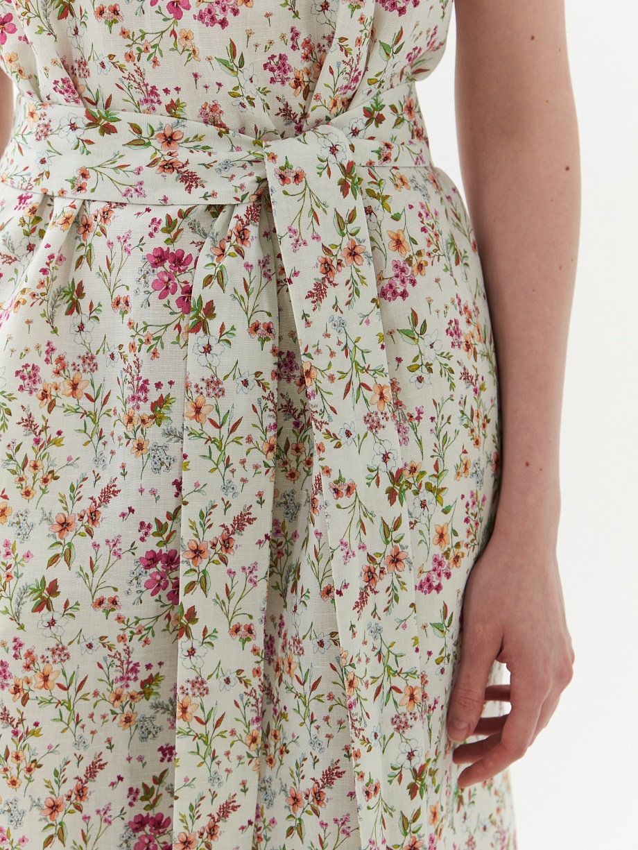 Платье из хлопка и льна с открытой спиной