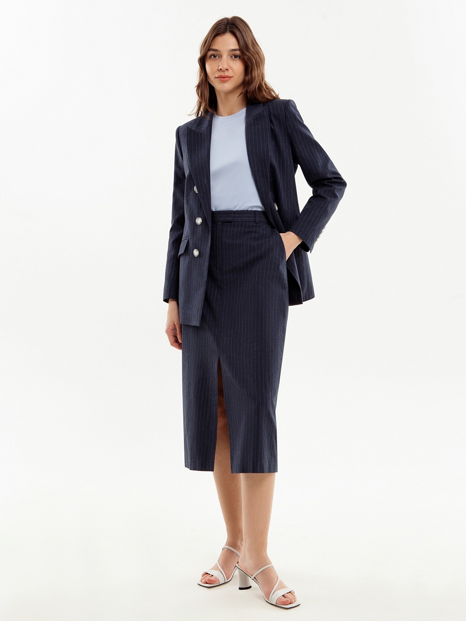 Прямая юбка миди из 100% хлопка с разрезом