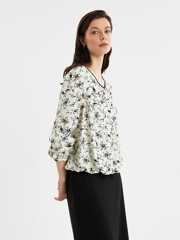 Свободная блуза из натуральной вискозной ткани POMPA арт.3148910uf1298