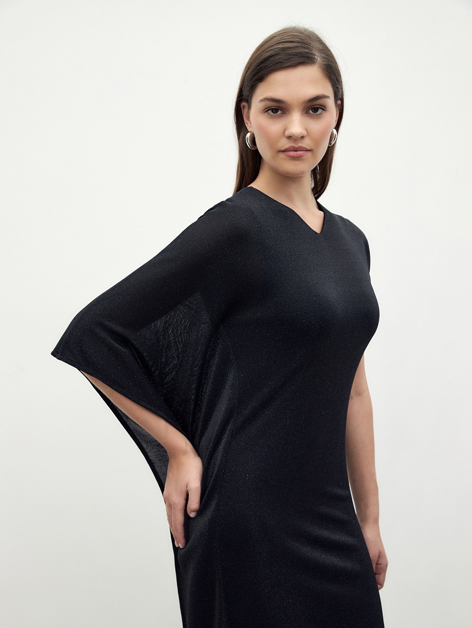 Асимметричное платье из мерцающего трикотажа