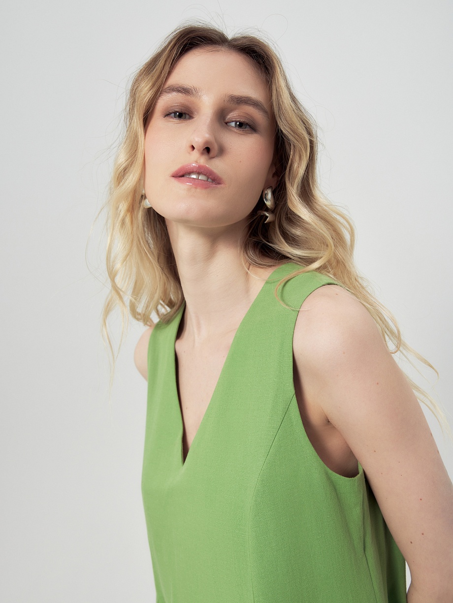 Летний сарафан из хлопка и льна