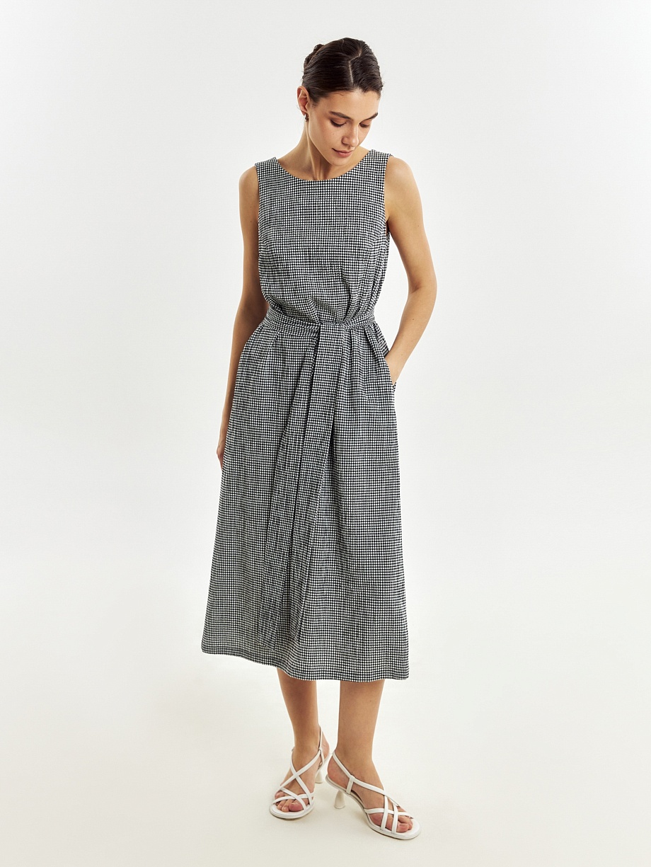 Сарафан в клетку "виши" с поясом