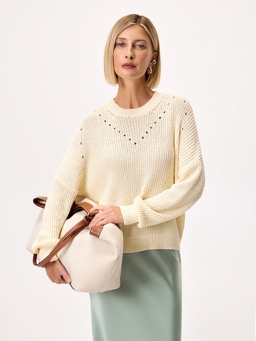 Джемпер из хлопка с микропайетками POMPA