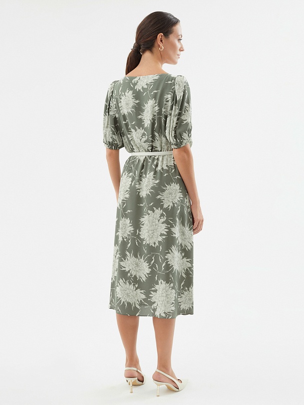 Платье из вискозы с объёмными рукавами