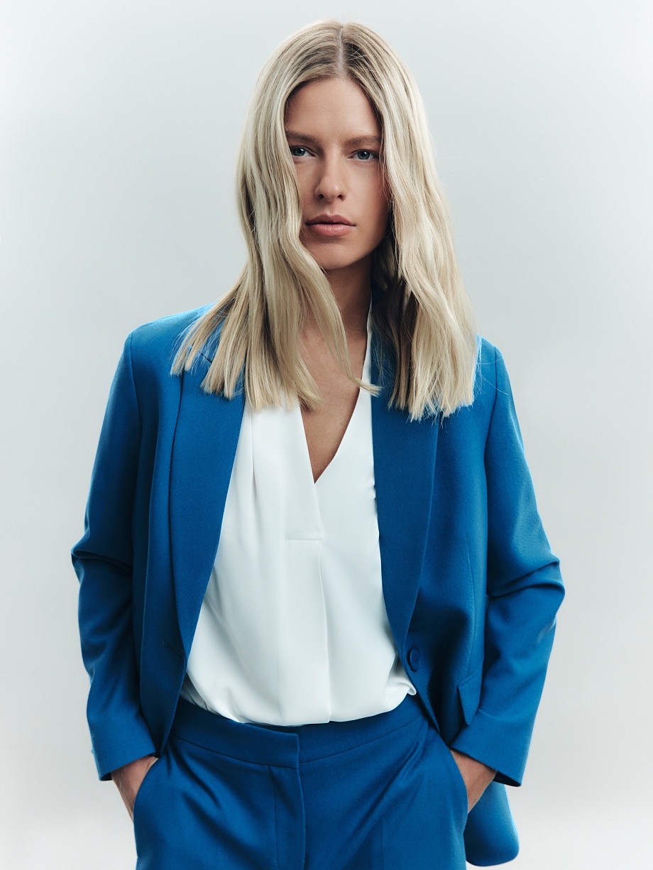 Удлиненный жакет из костюмной вискозной ткани 