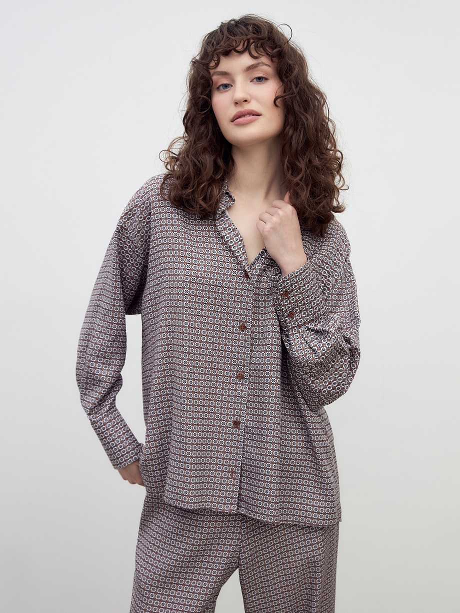 Свободная блуза из 100% тенселя на пуговицах