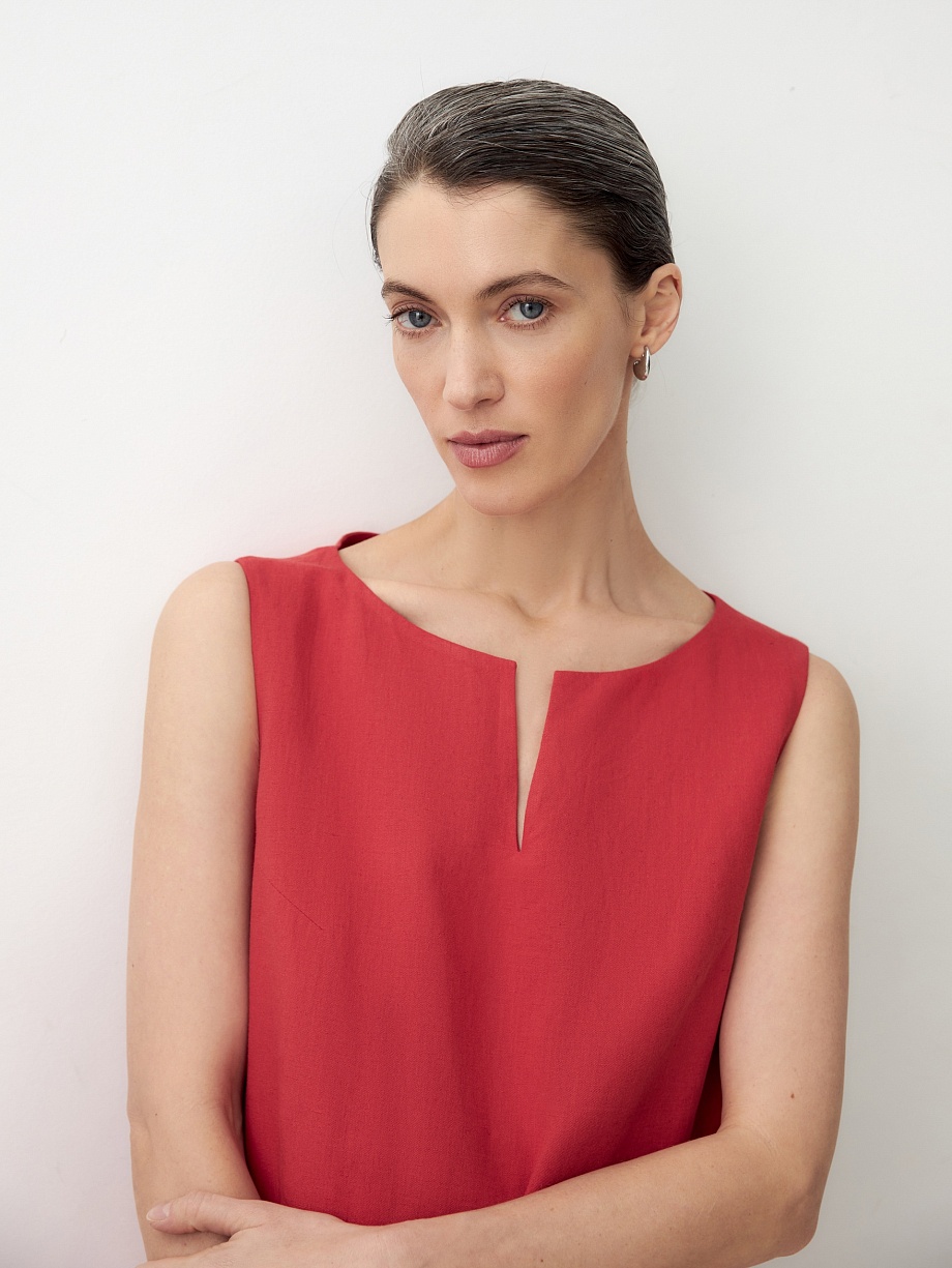 Летнее платье из льна и хлопка