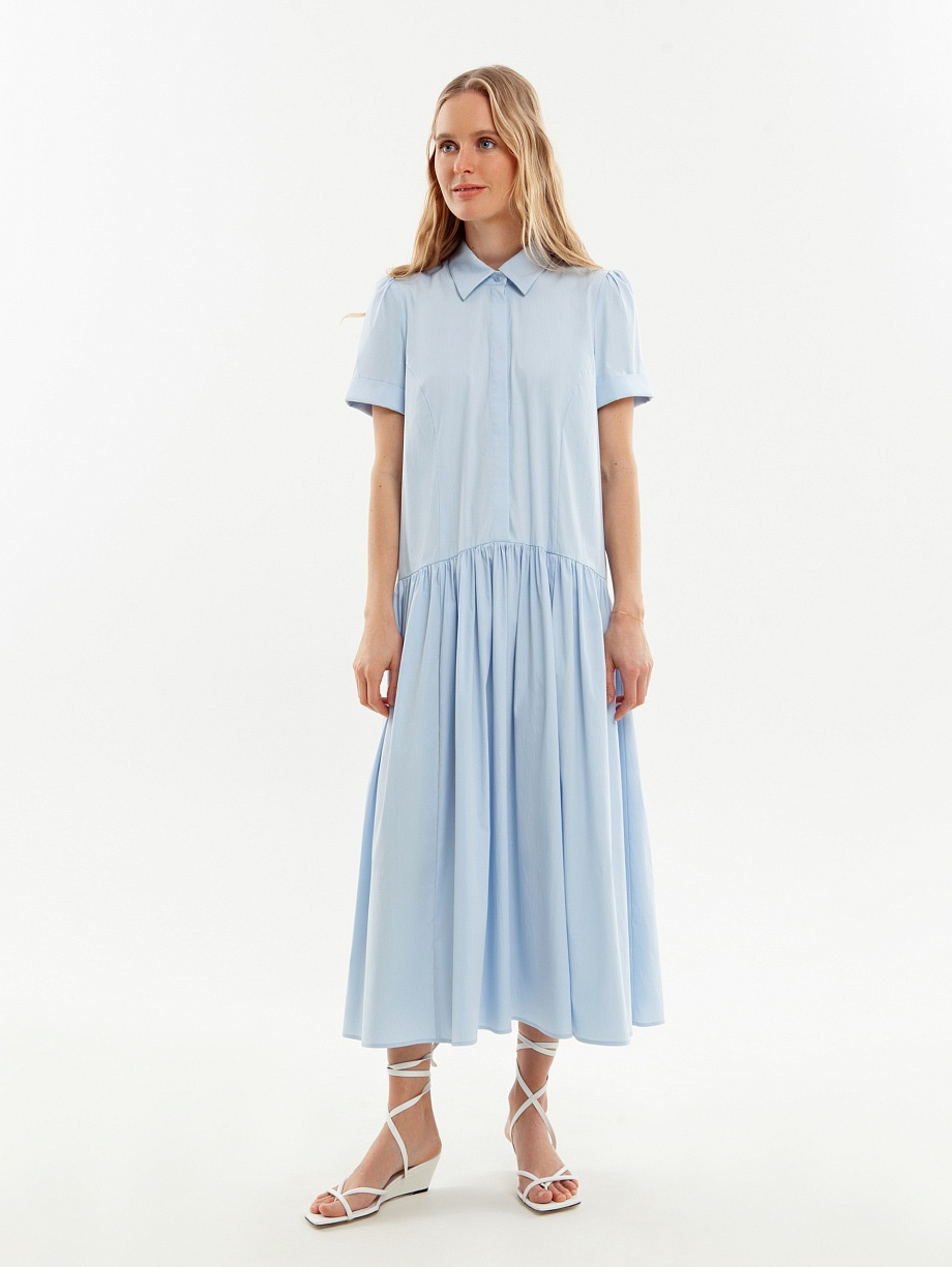 Хлопковое платье-рубашка с поясом