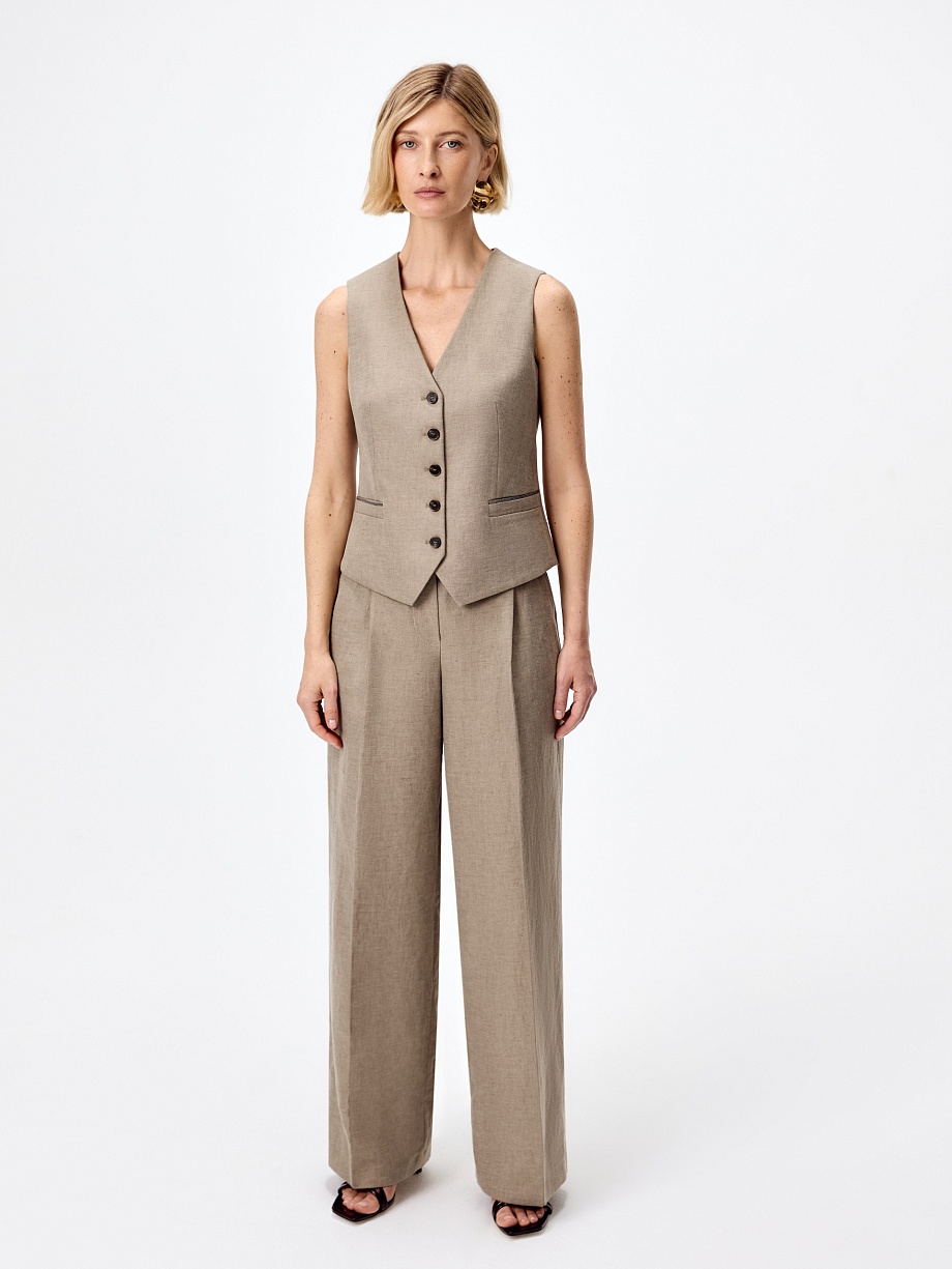 Жилет костюмный из хлопка и льна