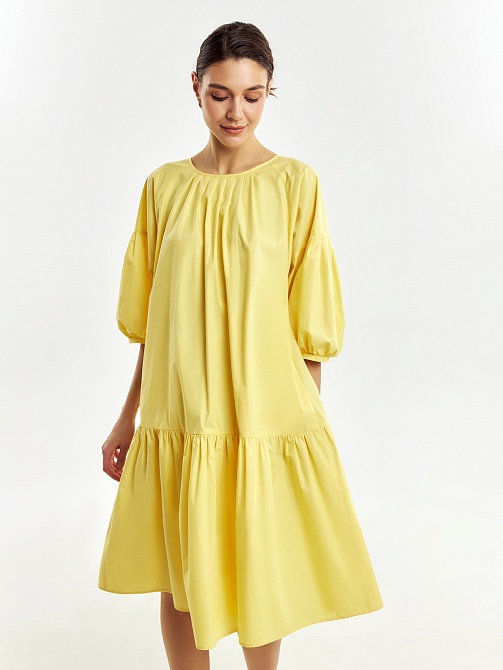 Яркое платье из 100% хлопка с поясом POMPA