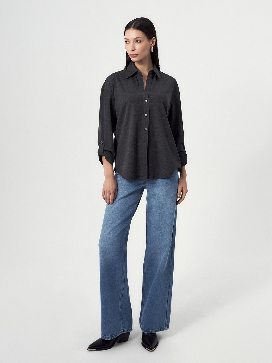 Прямая блуза из вискозного трикотажа