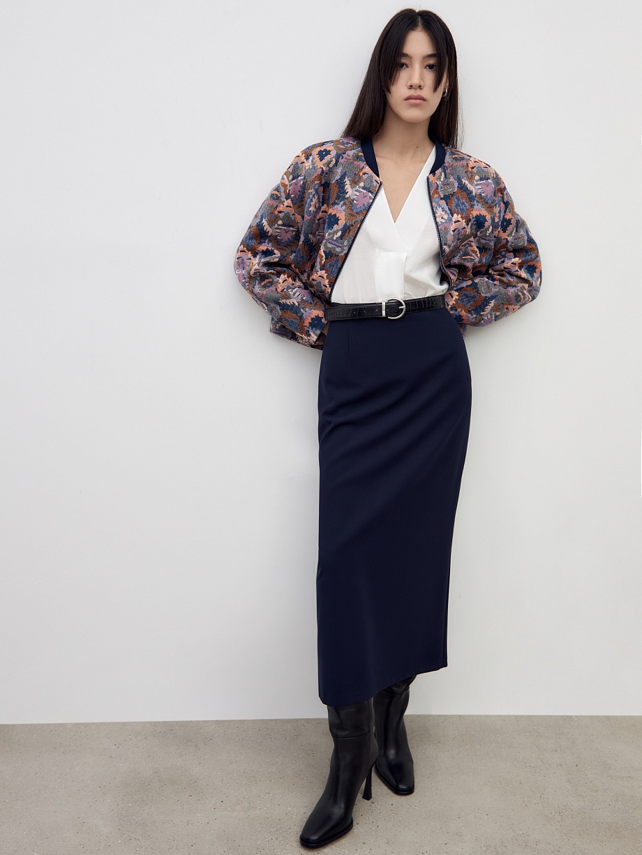 Прямая юбка миди из костюмной ткани