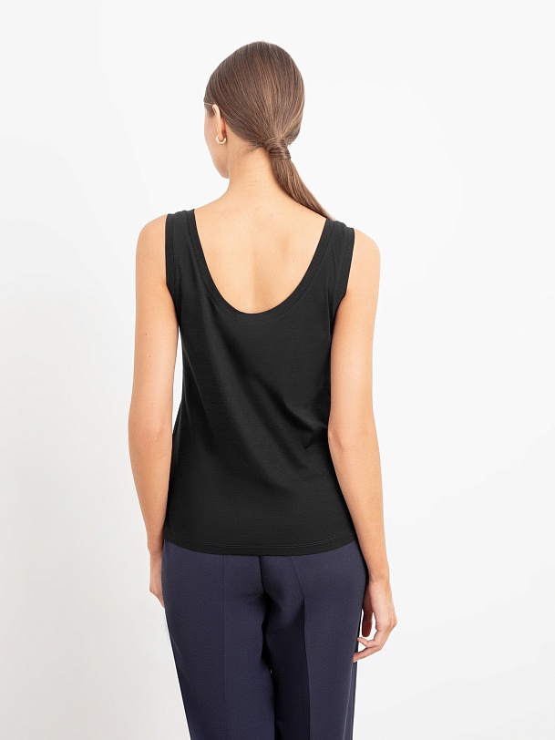 Трикотажный черный топ из 100% мерсеризированного хлопка