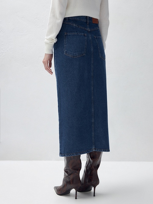 Прямая джинсовая юбка