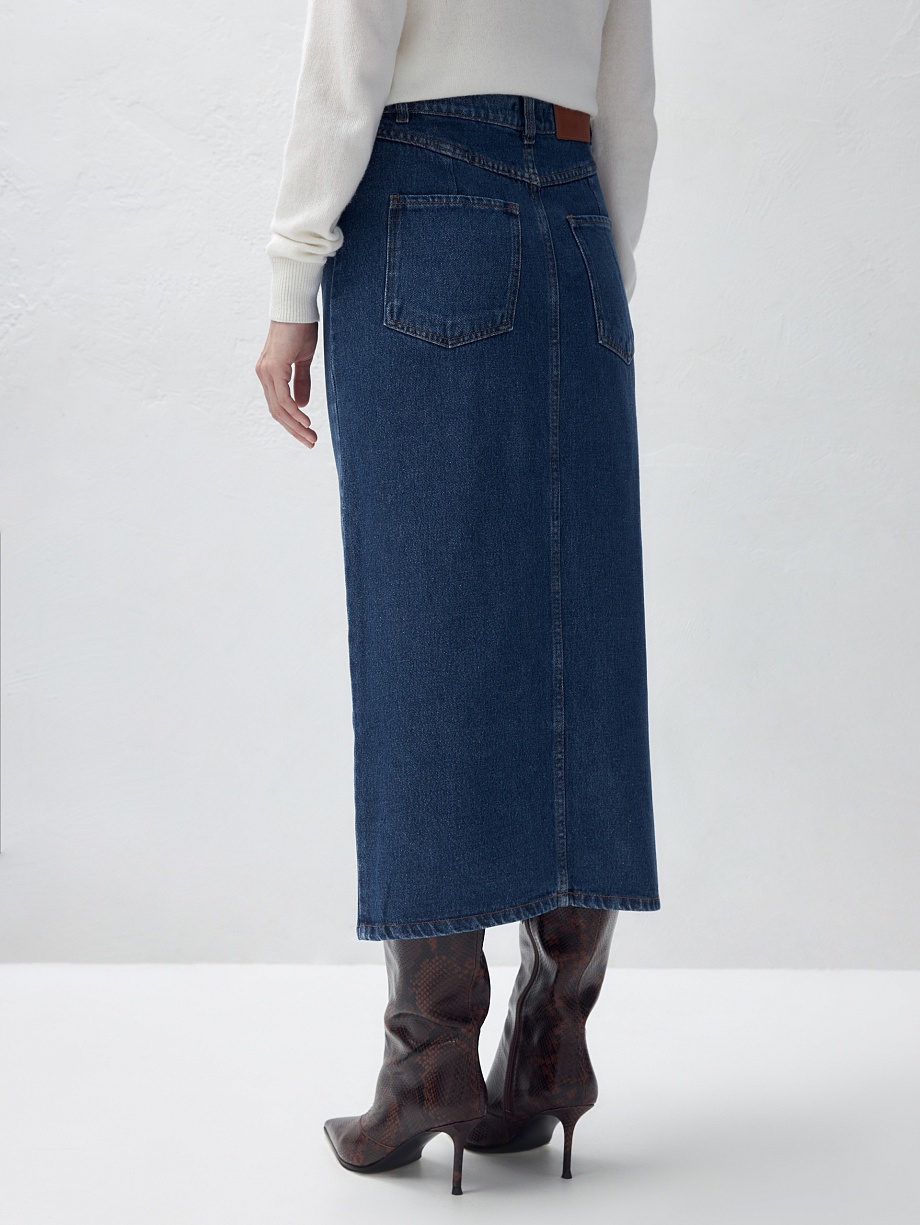 Прямая джинсовая юбка