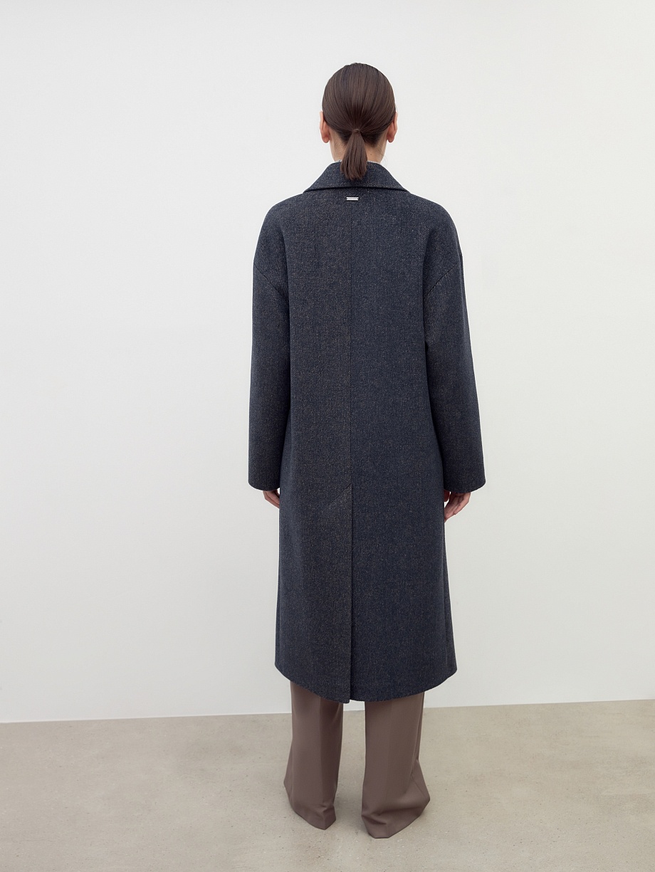 Двубортное шерстяное пальто с мембраной