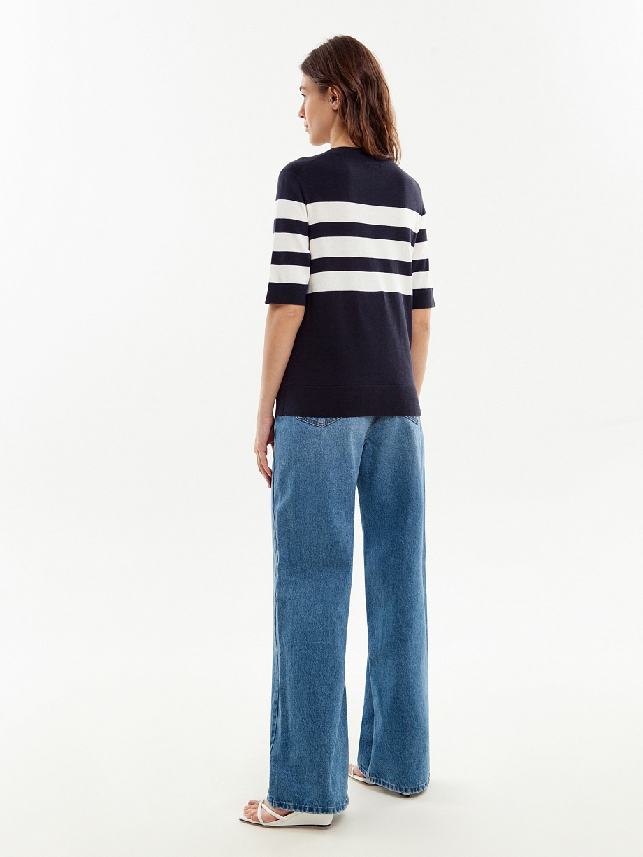 Вязаный джемпер из 100% хлопка с коротким рукавом