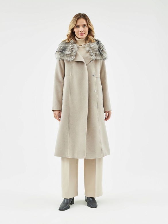 Пальто зимнее с меховым воротником и мембраной POMPA арт.1014890p60216