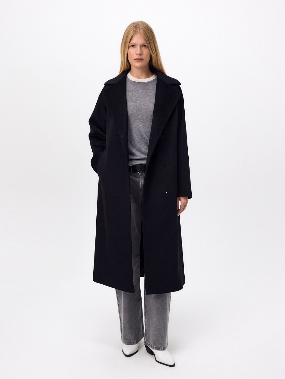 Пальто из 100% шерсти с мембраной, утеплённой спинкой и съёмным капюшоном