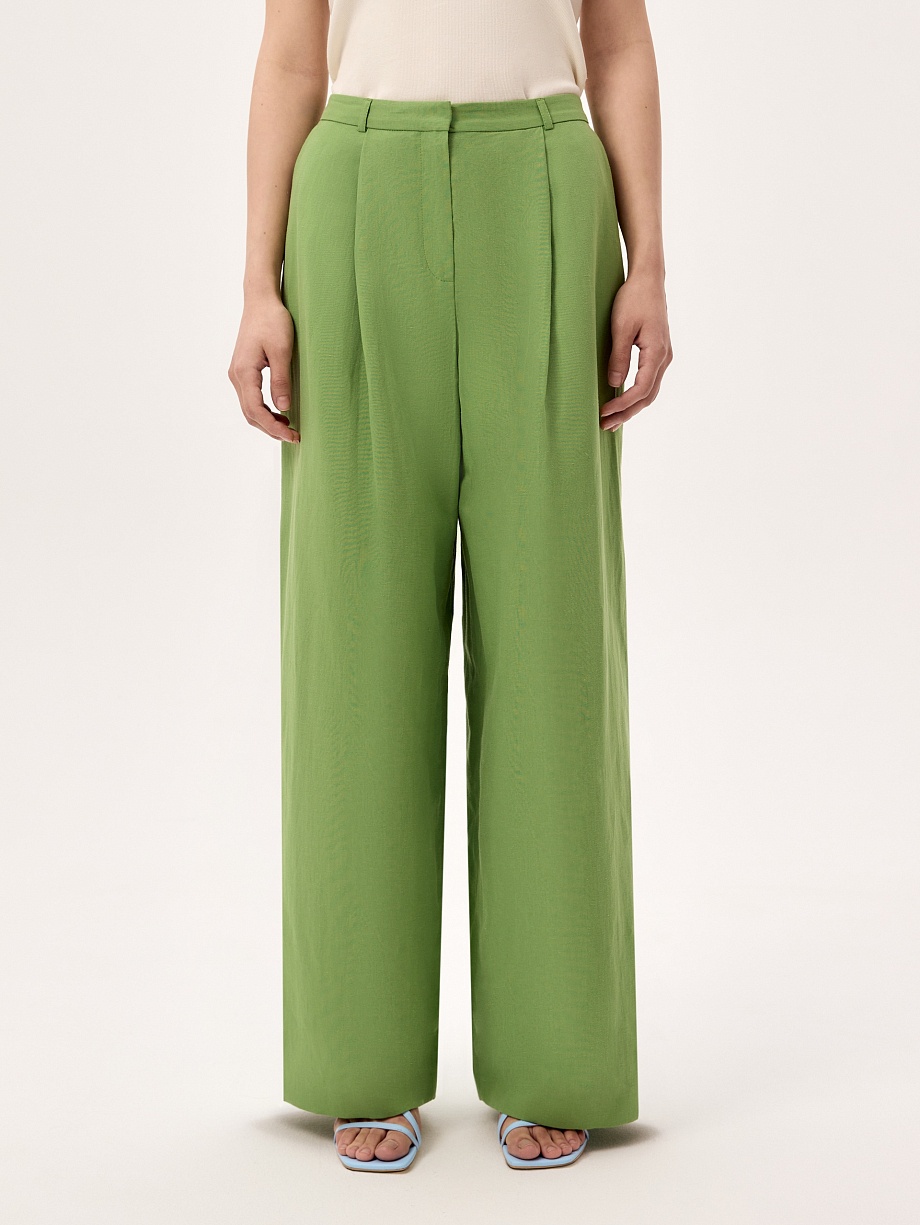 Брюки-палаццо из хлопка и льна