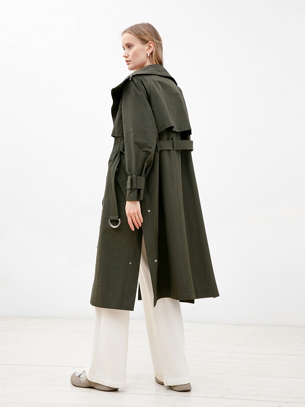 Тренч с воротником-стойкой