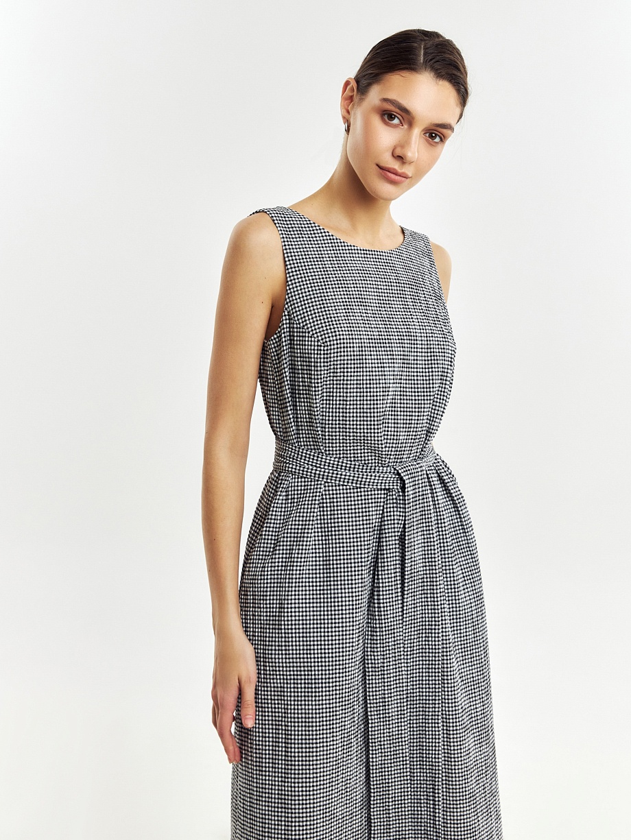 Сарафан в клетку "виши" с поясом