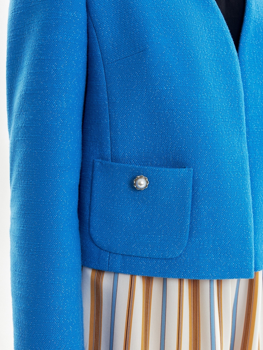 Укороченный твидовый жакет из хлопка