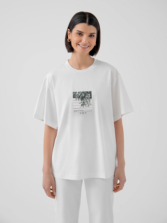 Свободная футболка из премиального мерсеризированного хлопка POMPA арт.5153555kn1090