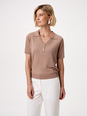 Джемпер-поло из вискозной пряжи с люрексом