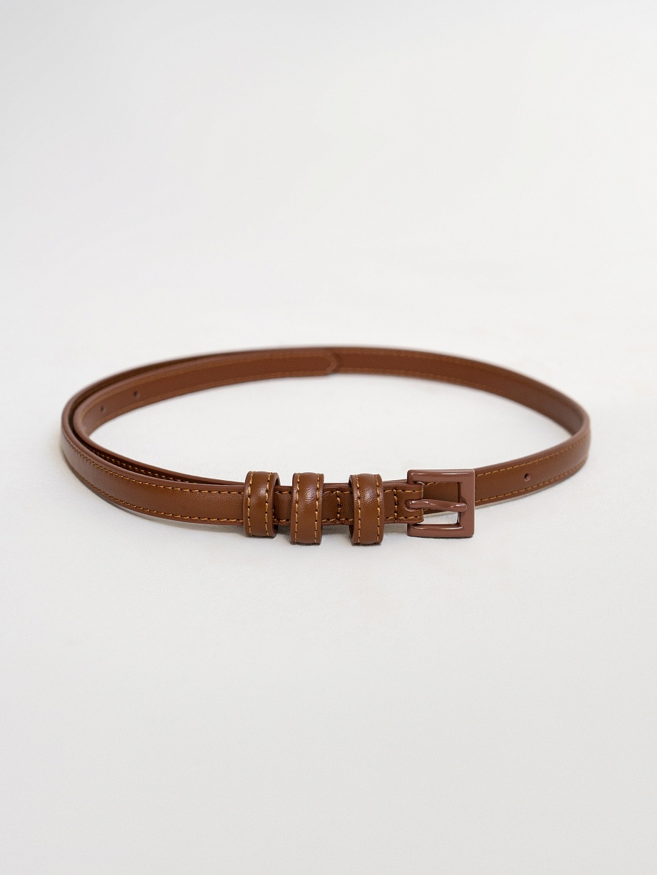 Тонкий ремень из натуральной кожи