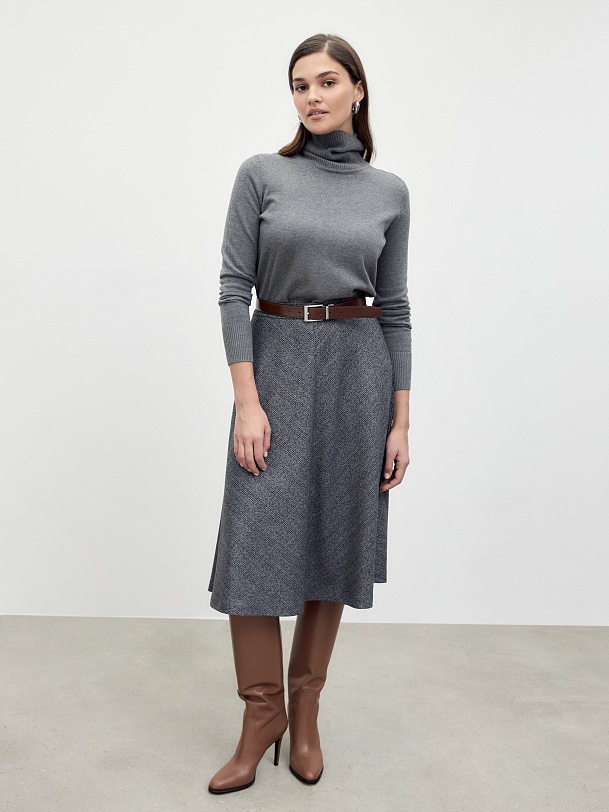 Юбка трапеция из костюмной ткани в клетку