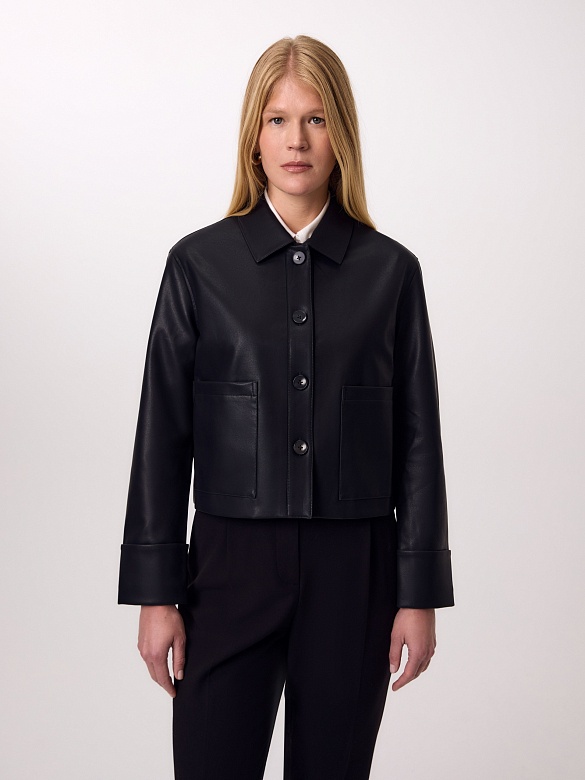 Укороченный жакет из экокожи POMPA арт.3101390pd1299