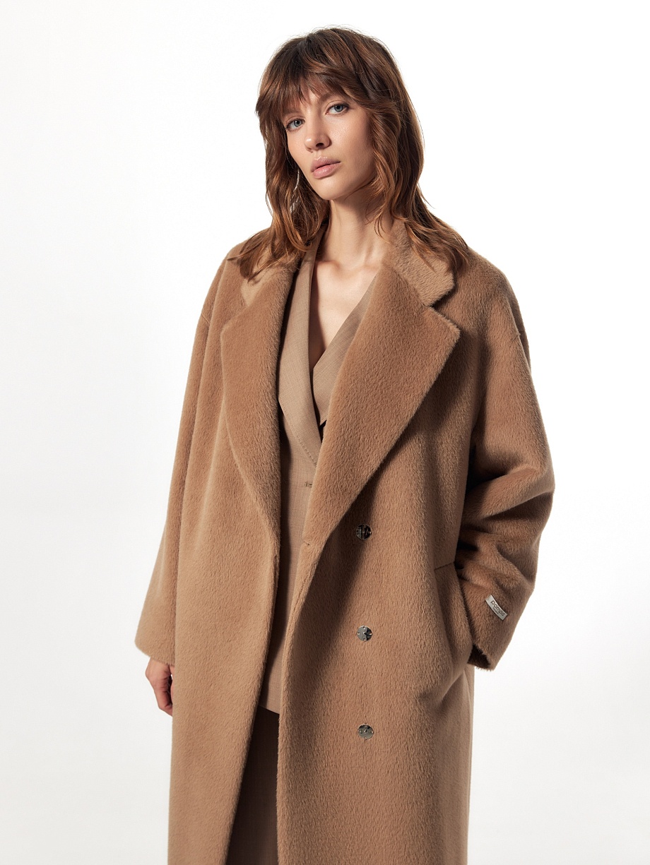 Пальто из шерсти Альпака Беби Сури с мембраной и утеплённой спинкой